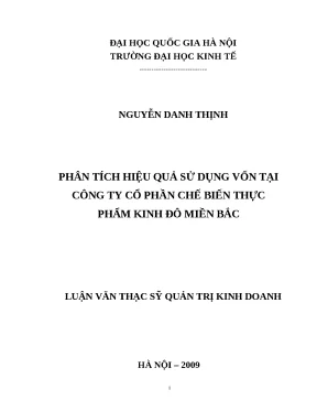Phân Tích Hiệu Quả Sử Dụng Vốn Tại Công Ty Chế Biến Thực