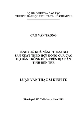 Đánh Giá Khả Năng Tham Gia Sản Xuất Hợp Đồng Của Hộ Dân