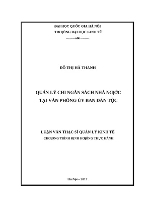 Quản lý chi ngân sách nhà nước tại Ủy ban Dân tộc