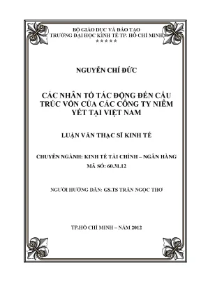 Nhân tố tác động cấu trúc vốn công ty niêm yết tại VN