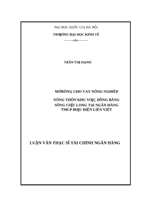 Mở Rộng Cho Vay Nông Nghiệp Nông Thôn Tại Ngân Hàng Liên