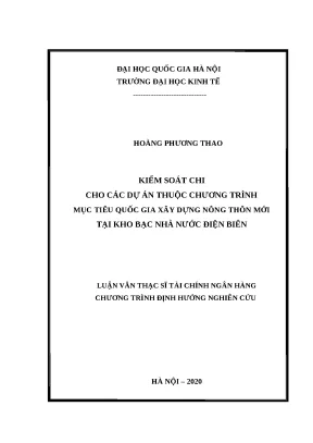 Luận văn Kiểm soát chi dự án nông thôn mới tại Điện Biên