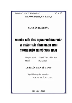 Nghiên cứu ứng dụng vi phẫu thắt giãn tĩnh mạch tinh 