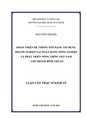 Hoàn thiện hệ thống xếp hạng tín dụng doanh nghiệp tại