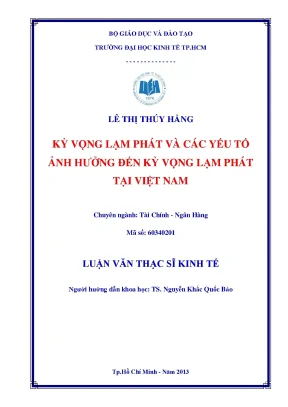 Luận văn: Kỳ vọng lạm phát tại Việt Nam & yếu tố ảnh hưởng