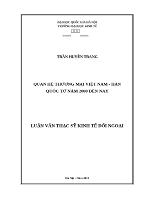 Phân Tích Quan Hệ Thương Mại Việt Nam - Hàn Quốc Từ 2000