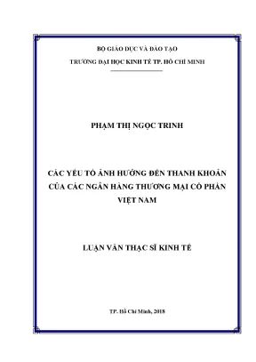Luận văn: Yếu tố ảnh hưởng thanh khoản ngân hàng TMCP