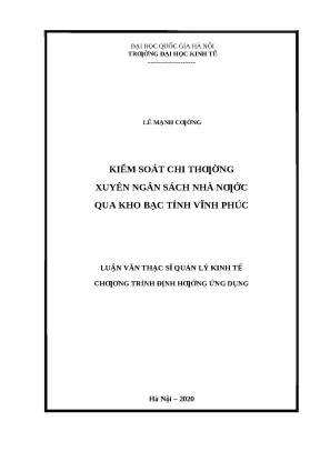 Kiểm Soát Chi Ngân Sách Nhà Nước Tại Kho Bạc Tỉnh Vĩnh Phúc