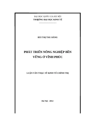 Luận văn: Phát triển nông nghiệp bền vững ở Vĩnh Phúc