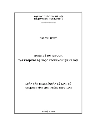 Quản Lý Dự Án ODA Tại Trường Đại Học Công Nghiệp Hà Nội