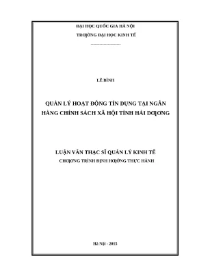 Quản Lý Hoạt Động Tín Dụng Tại Ngân Hàng Chính Sách Xã