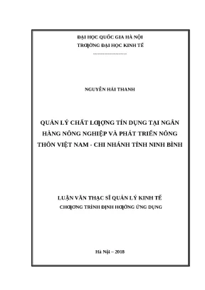 Quản lý chất lượng tín dụng tại Agribank Ninh Bình: