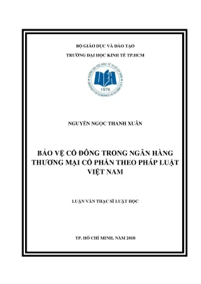 Luận văn: Bảo vệ cổ đông ngân hàng theo pháp luật Việt Nam