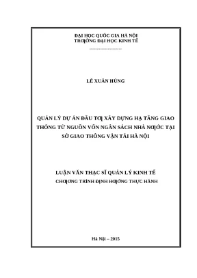Quản lý dự án đầu tư xây dựng hạ tầng giao thông tại Hà Nội