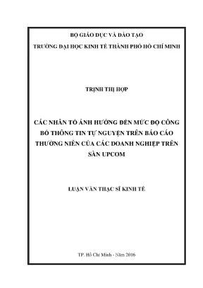 Các nhân tố ảnh hưởng đến công bố thông tin tự nguyện