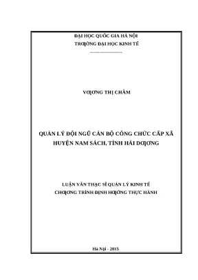 Quản Lý Đội Ngũ Cán Bộ Công Chức Cấp Xã Tại Huyện Nam