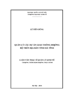 Luận văn quản lý dự án giao thông đường bộ tại Hà Tĩnh