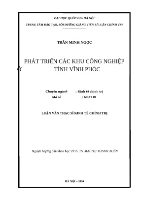 Luận văn Thạc sĩ: Phát triển KCN tỉnh Vĩnh Phúc