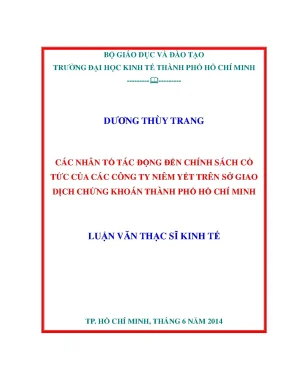 Nhân Tố Tác Động Đến Chính Sách Cổ Tức Của Các Công Ty