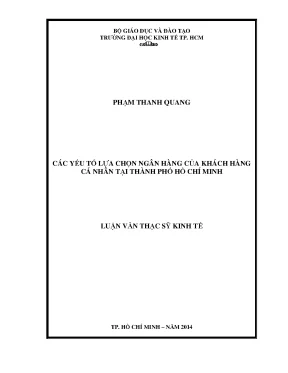 Yếu Tố Lựa Chọn Ngân Hàng Của Khách Hàng Cá Nhân Tại TP.HCM