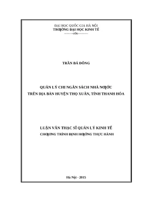 Quản lý chi ngân sách nhà nước tại huyện Thọ Xuân, Thanh Hóa