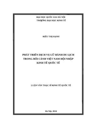 Phát Triển Dịch Vụ Lữ Hành Du Lịch Tại Việt Nam Trong