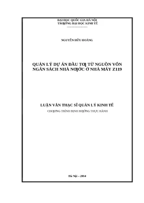 Luận văn quản lý dự án đầu tư tại Nhà máy Z119