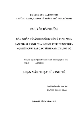 Nghiên cứu các yếu tố ảnh hưởng đến ý định mua sản phẩm