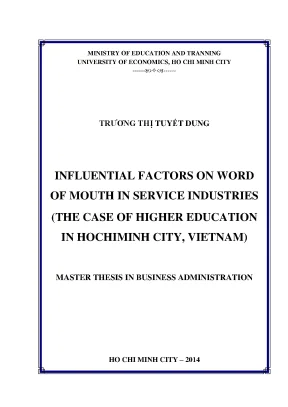Các yếu tố ảnh hưởng đến truyền miệng trong ngành dịch 