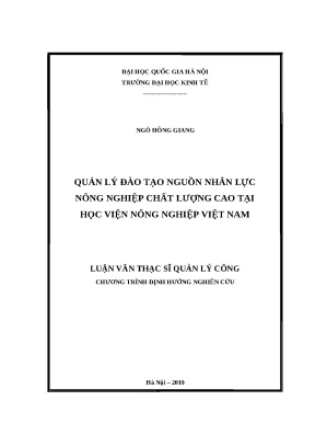 Luận văn: Đào tạo nhân lực nông nghiệp chất lượng cao