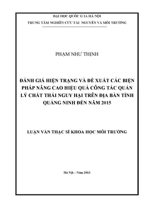 Đánh Giá Hiện Trạng Quản Lý Chất Thải Nguy Hại Tại Quảng