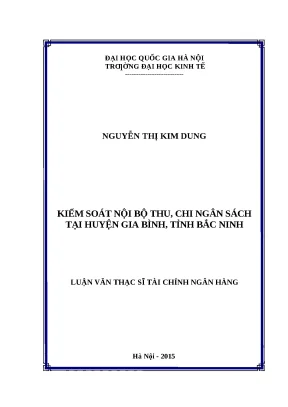 Kiểm Soát Nội Bộ Ngân Sách Tại Huyện Gia Bình, Bắc Ninh