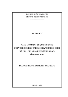 Nâng cao chất lượng tín dụng cho hộ nghèo tại ngân hàng