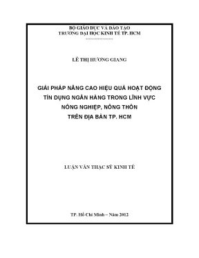 Luận văn tín dụng ngân hàng nông nghiệp, nông thôn TPHCM