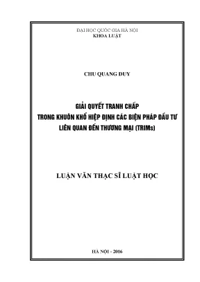 Giải Quyết Tranh Chấp Đầu Tư Liên Quan Tới Thương Mại TRIMs