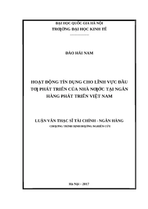 Hoạt động tín dụng đầu tư phát triển của Nhà nước tại