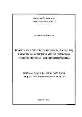 Hoàn thiện thẩm định dự án đầu tư tại ngân hàng TMCP