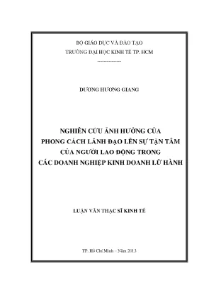 Nghiên cứu ảnh hưởng phong cách lãnh đạo đến sự tận tâm