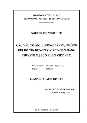 Các yếu tố ảnh hưởng đến dự phòng rủi ro tín dụng tại