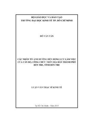 Luận văn UEH: Động lực làm việc của công chức Bến Tre