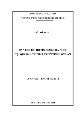 Giải pháp hạn chế rủi ro tín dụng nhà nước tại Quỹ đầu