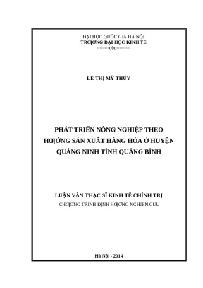 Phát Triển Nông Nghiệp Hàng Hóa Tại Huyện Quảng Ninh,