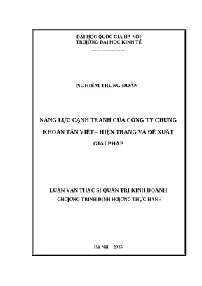 Nâng cao năng lực cạnh tranh của Công ty Chứng khoán Tân