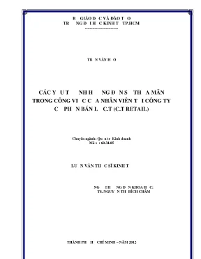 Các yếu tố ảnh hưởng đến sự thỏa mãn công việc của nhân