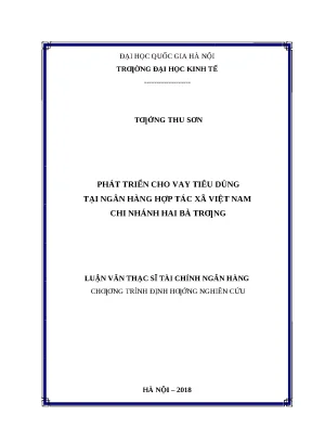 Luận văn: Phát triển cho vay tiêu dùng NH Hợp tác xã