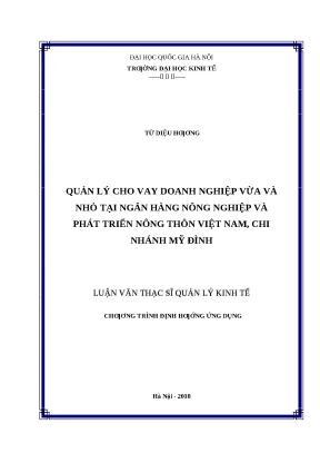 Quản lý cho vay doanh nghiệp vừa và nhỏ tại ngân hàng