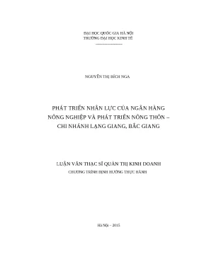 Phát Triển Nhân Lực Tại Ngân Hàng Nông Nghiệp Chi Nhánh