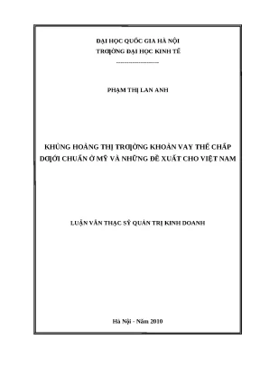 Khủng Hoảng Thị Trường Khoản Vay Thế Chấp Dưới Chuẩn Tại