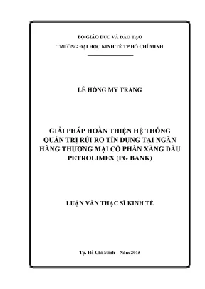Giải pháp tối ưu quản trị rủi ro tín dụng tại PG Bank