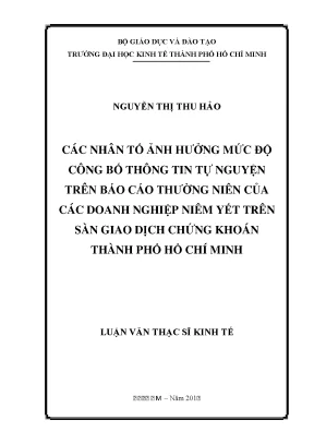 Những Nhân Tố Ảnh Hưởng Đến Công Bố Thông Tin Tự Nguyện